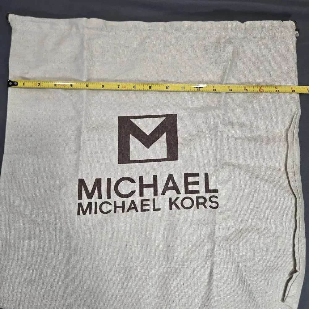 Michael Kors Drawstring Dust Bag Cream Cotton Canvas Brown Logo 18x18